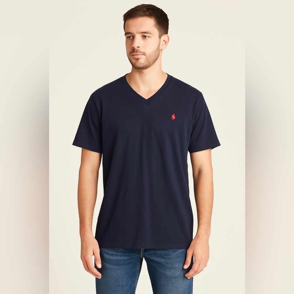 Polo Ralph Lauren Navy V-Neck T-Shirt – Size M